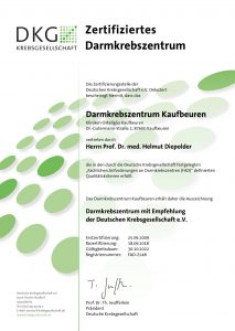 Darmkrebszentrum Kaufbeuren-Zertifikat-A1 gültig bis 30.10.2022